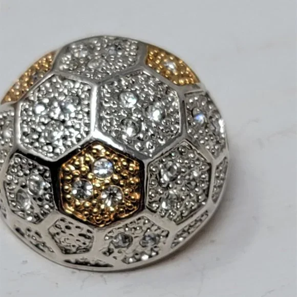 Vintage Dome Brooch by Roman Gold & Silver Rhinestones - Picture 2 of 11